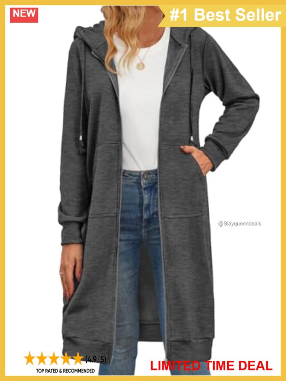 Oversized Fleece Zip Up Hoodie Long Tunic Sweatshirt Casual Fall Jacket